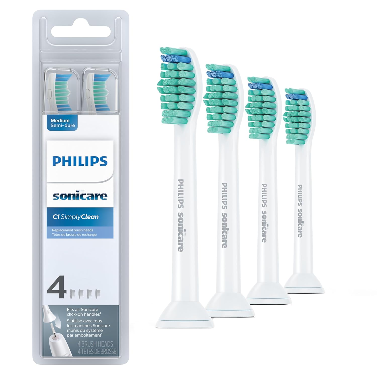 Buy now Philips Sonicare Genuine Simply Clean Replacement Toothbrush Heads, 2 Brush Heads, White, HX6012/04 4 Count (Pack of 1) White at indiglob india