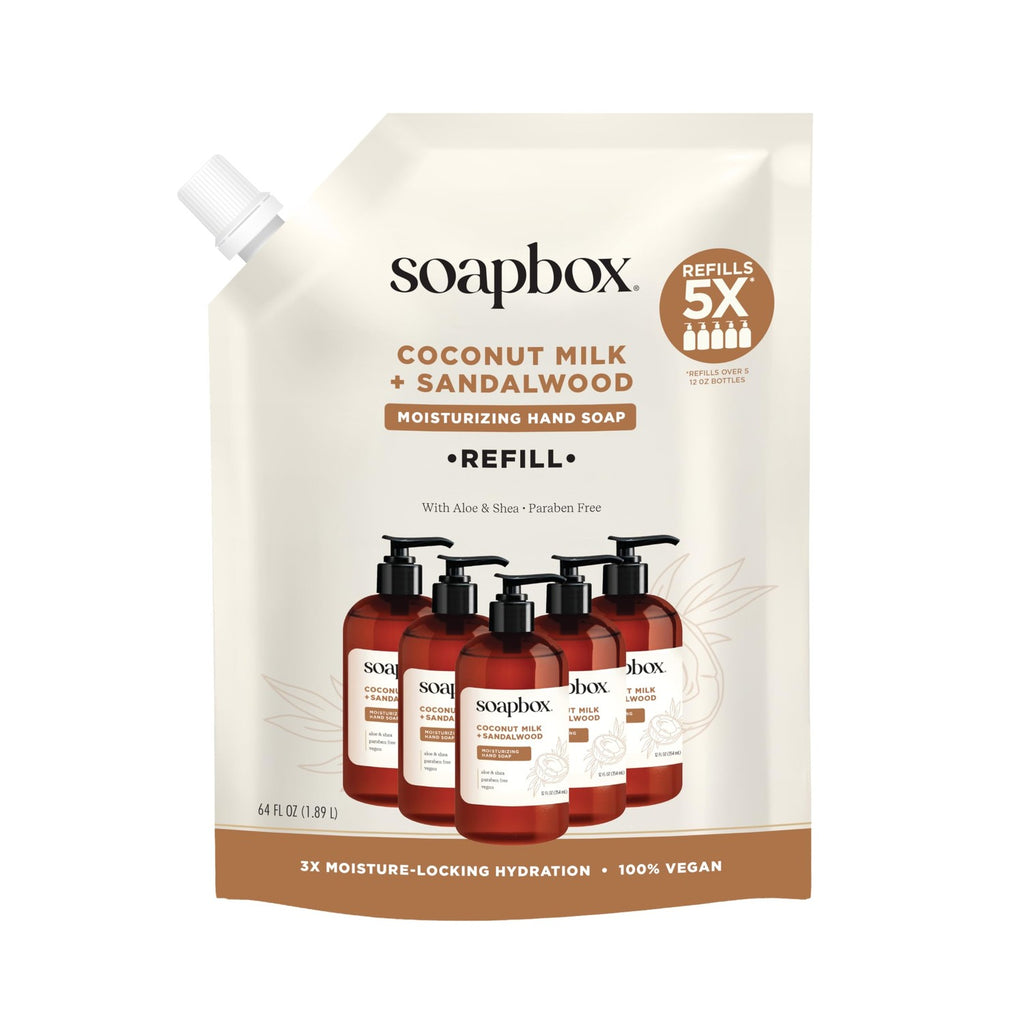 Soapbox Vanilla Bean Liquid Hand Soap Refill - 64oz | Gentle Cleanser for Hands - Clean Ingredients Free of Harsh Chemicals, Sulfates, Parabens & Silicones