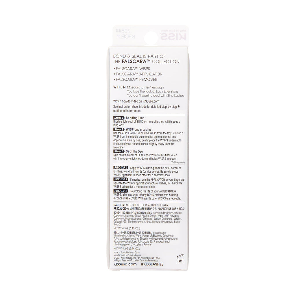 KISS Falscara DIY Eyelash Extension Bond & Seal Infused with Biotin & Vitamin E – Strong Gentle Comfortable Lash Adhesive for All Day Wear For Use With Falscara Lash Wisps, Remover, and Applicator