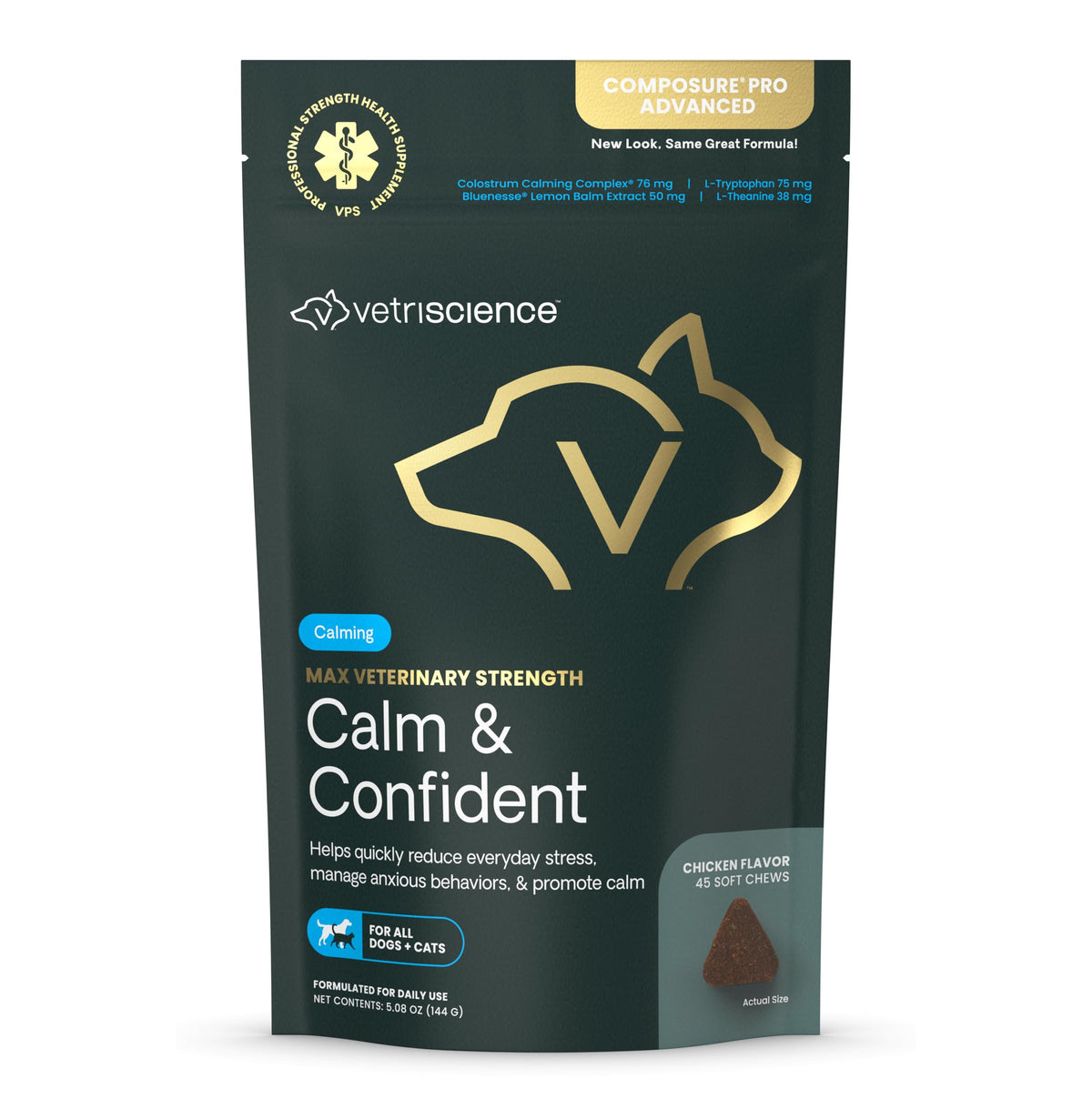 VETRISCIENCE Max Veterinary Strength Calm & Confident Chews, 45 Count