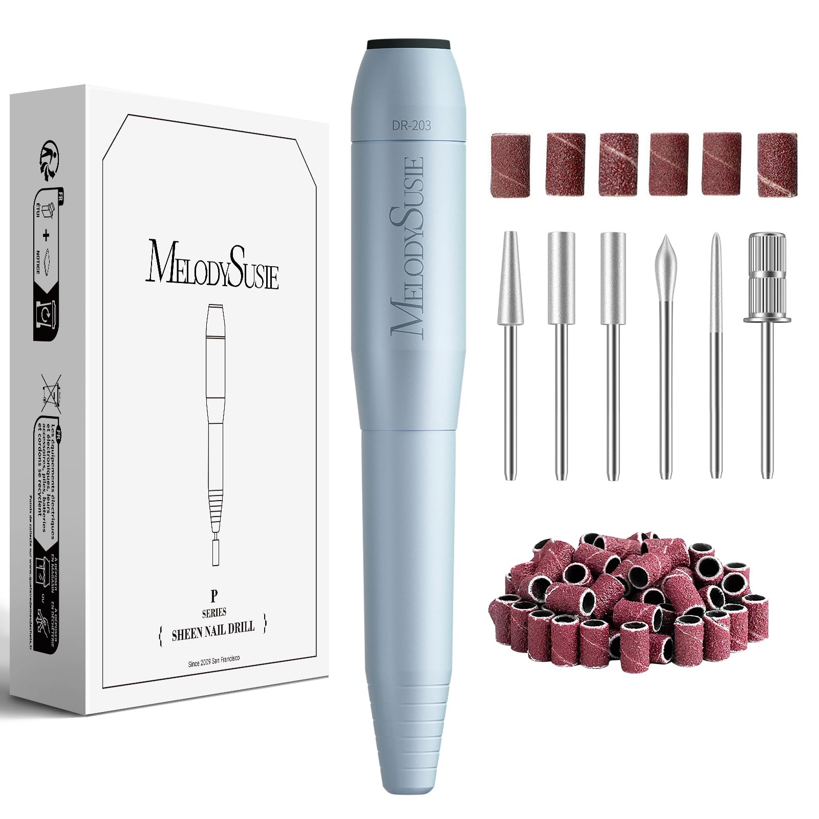 Buy now MelodySusie Pen-Shaped Portable USB Nail Drill, PC120I 20000RPM Electric Nail File with Compact Design for All Nail Care, Manicure Polishing, Shaping & Gel Removal at Home for Beginners Macaron Blue at indiglob india