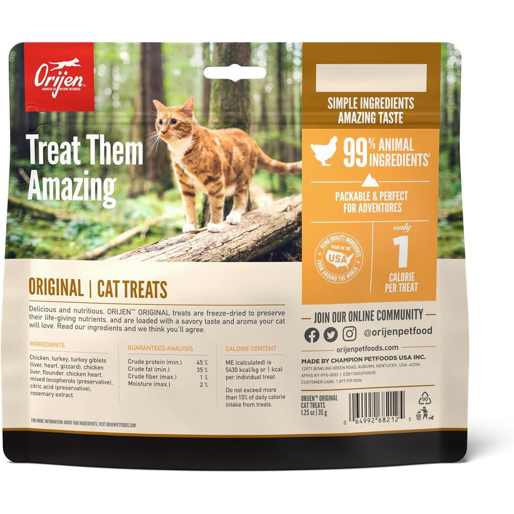 Buy now ORIJEN Freeze Dried Cat Treats Grain Free High Protein Raw Animal Ingredients Original 1.25oz Bag at indiglob india