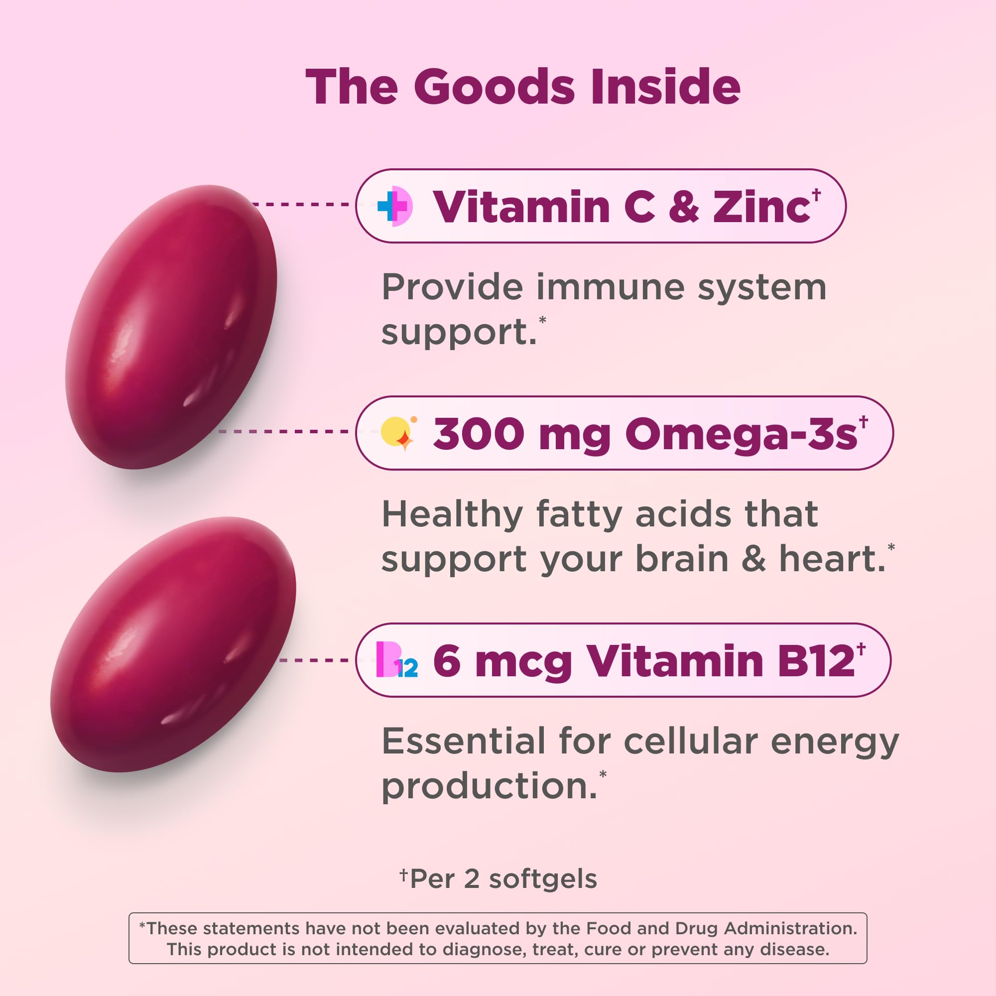 OLLY Ultra Strength Women's Multivitamin Softgels, Omega-3s - 60 Count