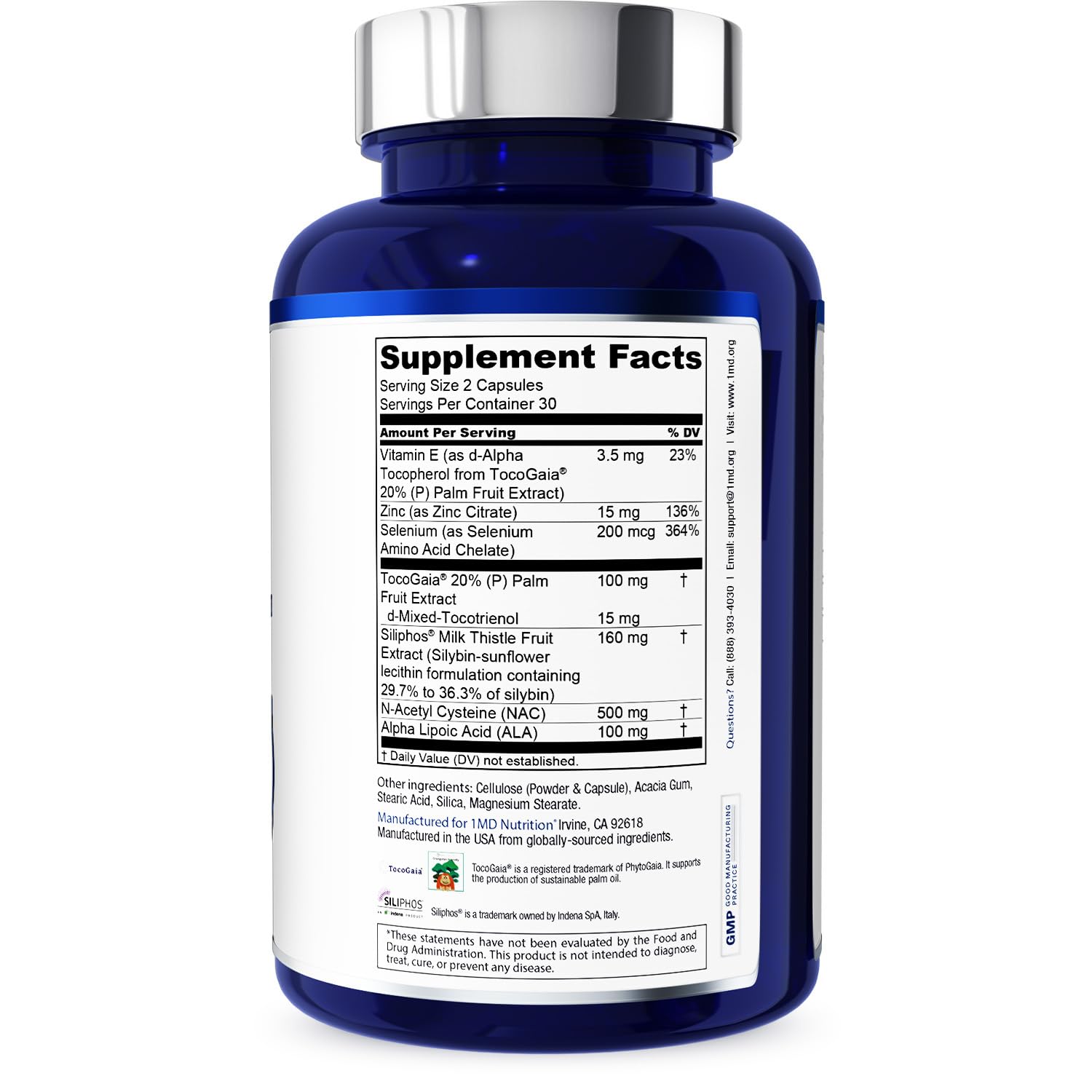 1MD Nutrition LiverMD - Liver Support Supplement | Siliphos Milk Thistle Extract & NAC - Supports Healthy Energy, Immunity & Overall Health - Liver Cleanse & Support | 60 Capsules