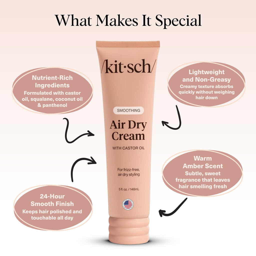 Buy now Kitsch Smoothing Air Dry Cream for Hair â€“ Frizz Control Hair Care Product with Castor Oil & Coconut Oil â€“ Weightless Styling Cream - Enhances Natural Texture Appearance | Ideal Gifts for Women â€“ 5 oz at indiglob india
