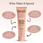 Buy now Kitsch Smoothing Air Dry Cream for Hair â€“ Frizz Control Hair Care Product with Castor Oil & Coconut Oil â€“ Weightless Styling Cream - Enhances Natural Texture Appearance | Ideal Gifts for Women â€“ 5 oz at indiglob india