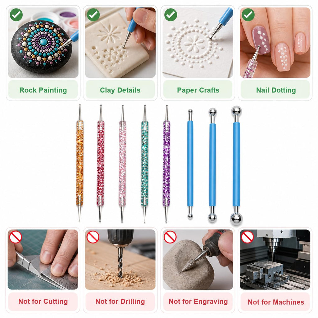 Dearmud 8-Piece Dotting Tools, Ball Stylus Set for Painting, Clay, Nail Art