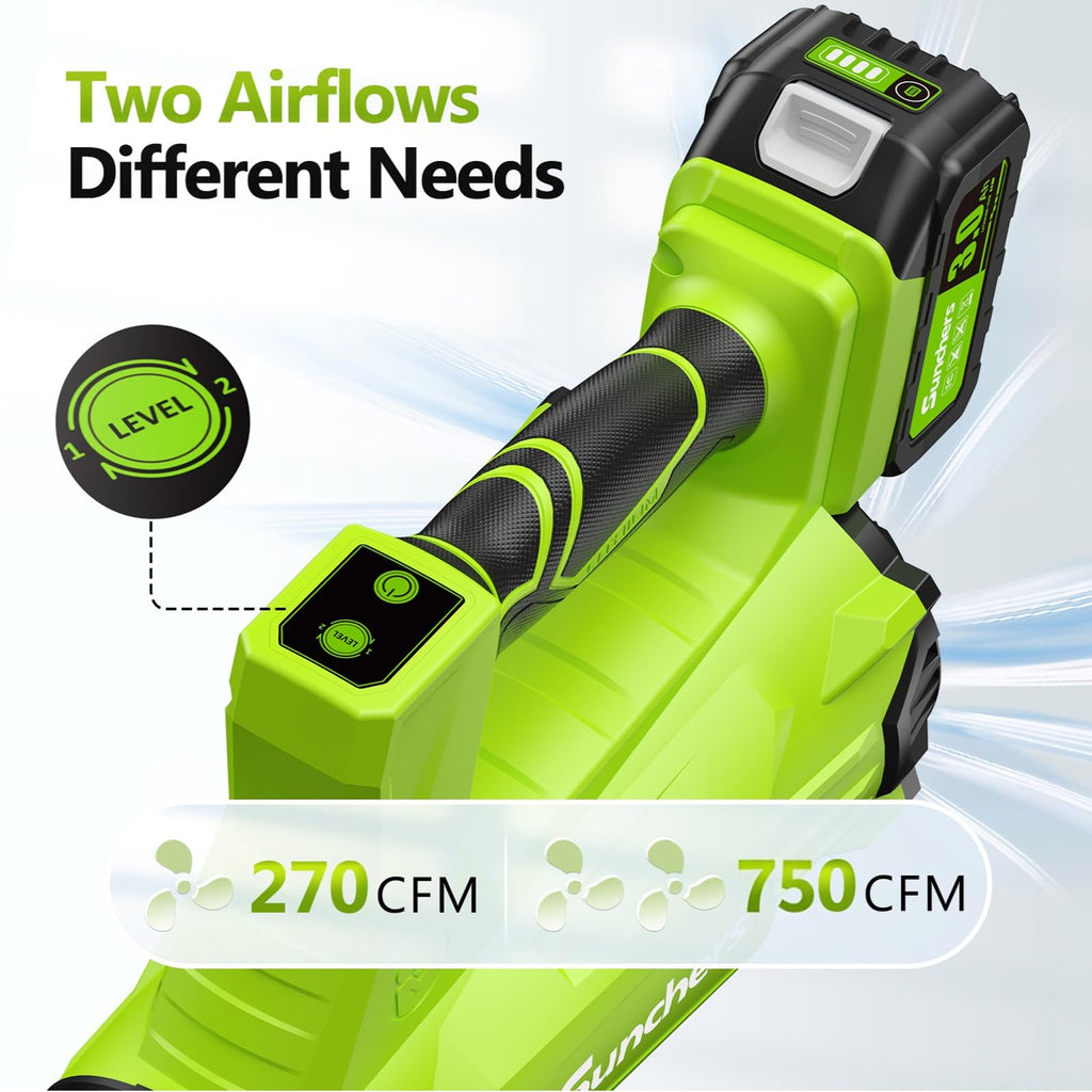 Electric Leaf Blower Cordless 750CFM 250MPH with 3.0Ah Battery and Charger