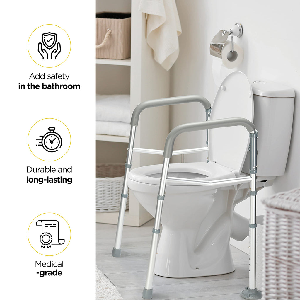 Toilet Safety Rails for Seniors Adjustable Detachable Fits Most Toilets