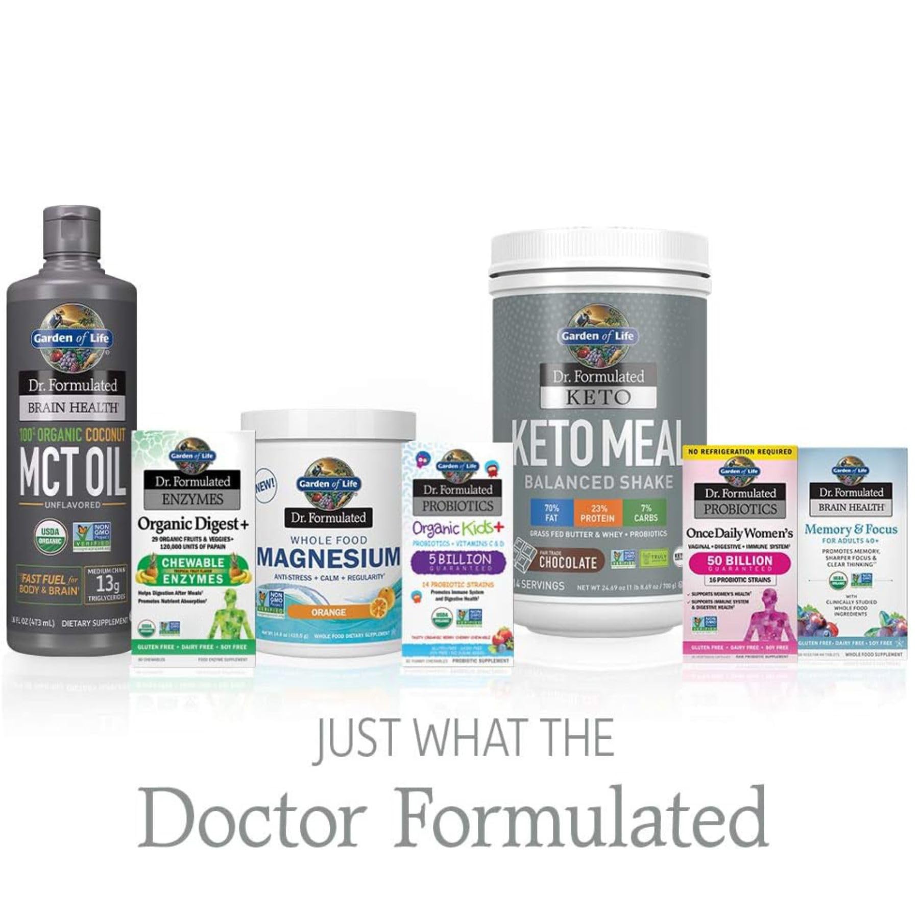 Garden of Life Dr. Formulated Brain Health 100% Organic Coconut MCT Oil 16 fl oz Unflavored, 13g MCTs, Body & Brain Fuel, Certified Non-GMO Vegan & Gluten Free, Hexane-Free
