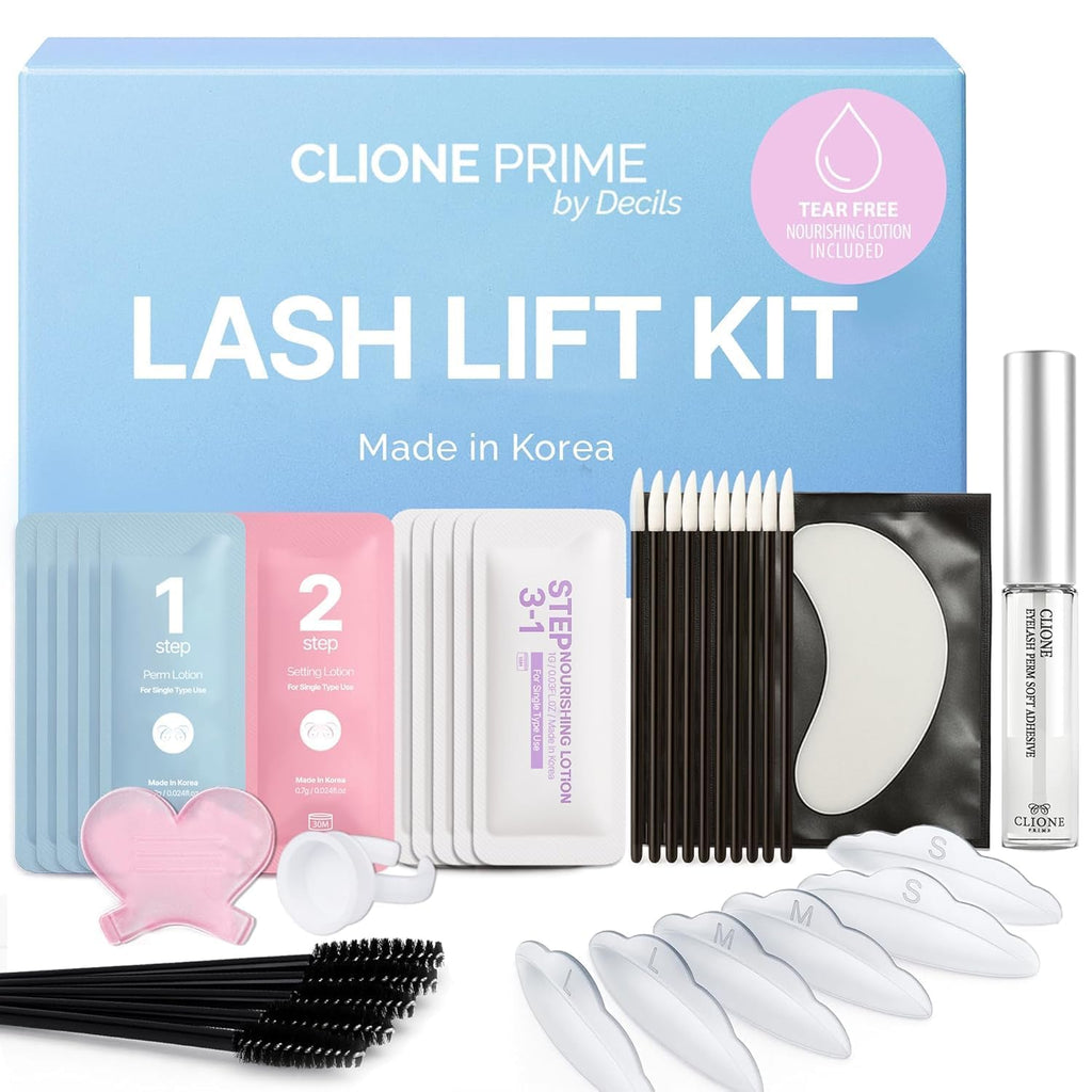 Korean Lash Lift Kit - 5 Sets At Home Eyelash Perm Kit with Upgraded Glue, Eyelash Lift, DIY Lash Perm Easy for Beginner & Professional, Semi Permanent Perming Wave Suitable For Salon & Home