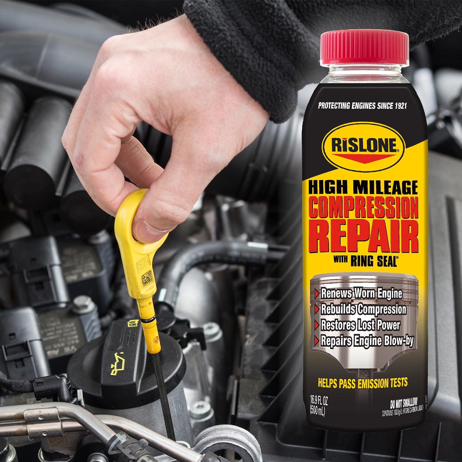 Buy now Rislone 4447 High Mileage Compression Repair with Ring Seal, 16.9 oz. at indiglob india