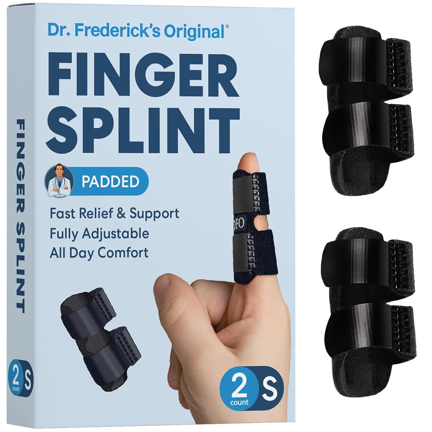 Buy now Dr. Frederick's Original Trigger Finger Splint - 2 ct - Mallet Splint & Brace for Arthritis, Injury, & Sprain - Fits Index, Middle, & Ring Fingers - Adjustable for All-Day Comfort - Doctor-Developed Small at indiglob india