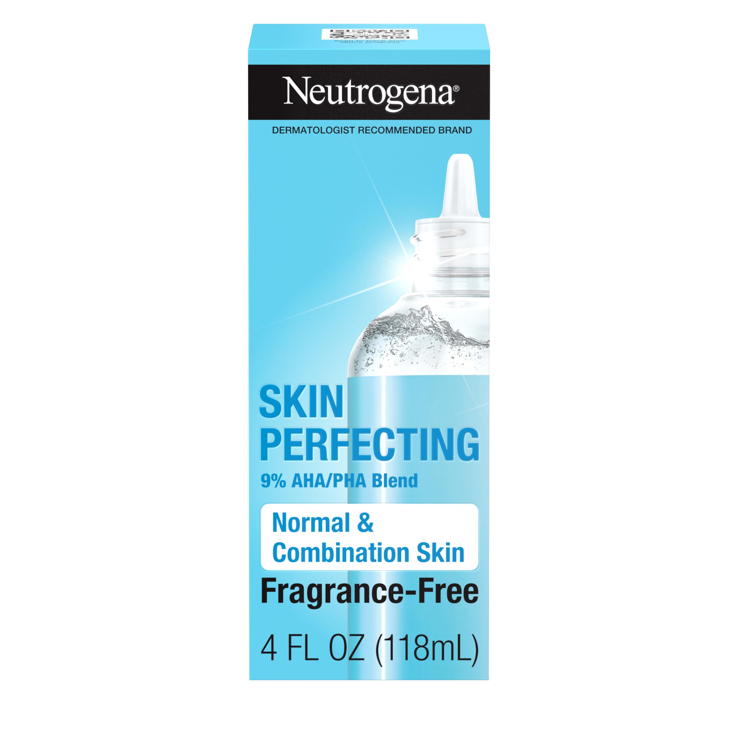 Buy now Neutrogena Skin Perfecting Daily Liquid Facial Exfoliant with 9% AHA/PHA Blend for Normal & Combination Skin, Smoothing & Brightening Leave-On Exfoliator, Oil- & Fragrance-Free, 4 fl. oz at indiglob india