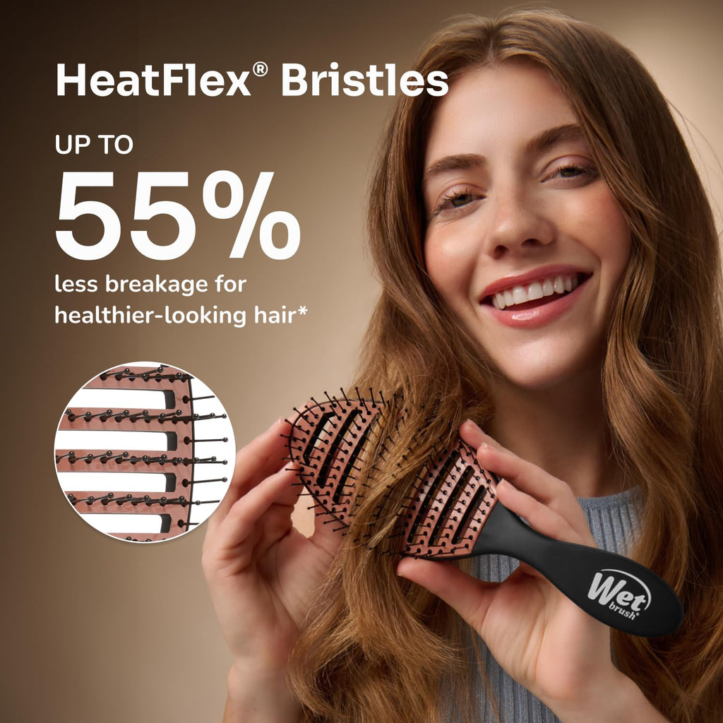 Wet Brush Ceramic Speed Dry Detangler, Black, Vented Blow-Dry Hair Brush | Soft HeatFlex Bristles, Up to 45% Faster Drying with Less Breakage, Smooth Shine & Easy Styling for All Hair Types