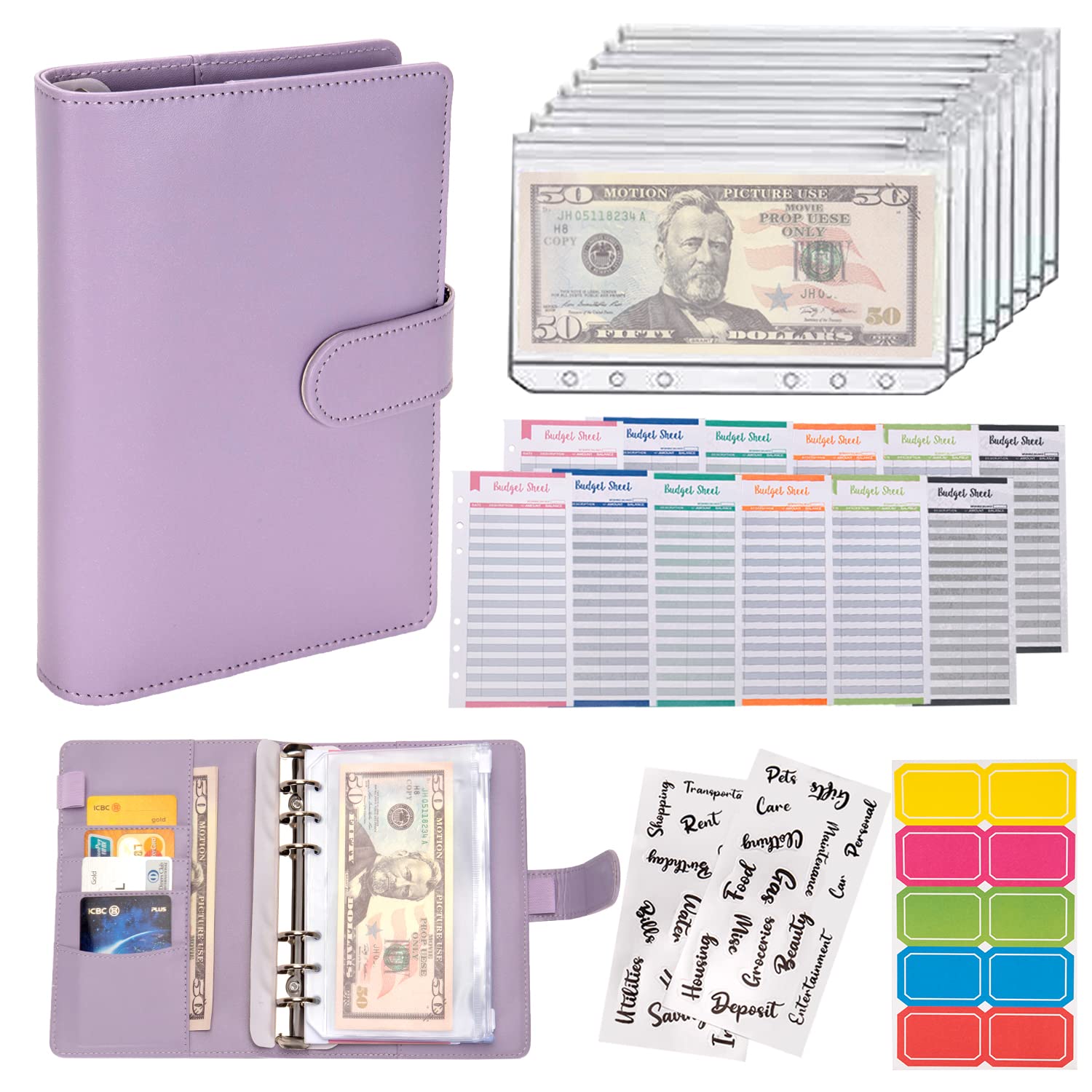 Buy now NICOOTHBudget Binder Cash Envelopes A6 Money Saving Binder with Zipper envelopes (Purple) Purple at indiglob india
