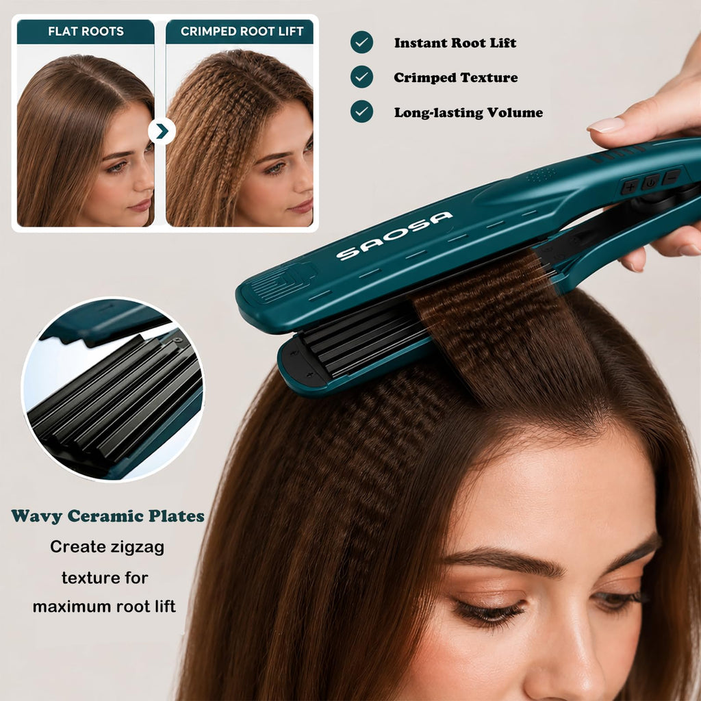 SAOSA Hair Crimper, Ceramic Crimping Iron for Root Volume & 80s Stylish