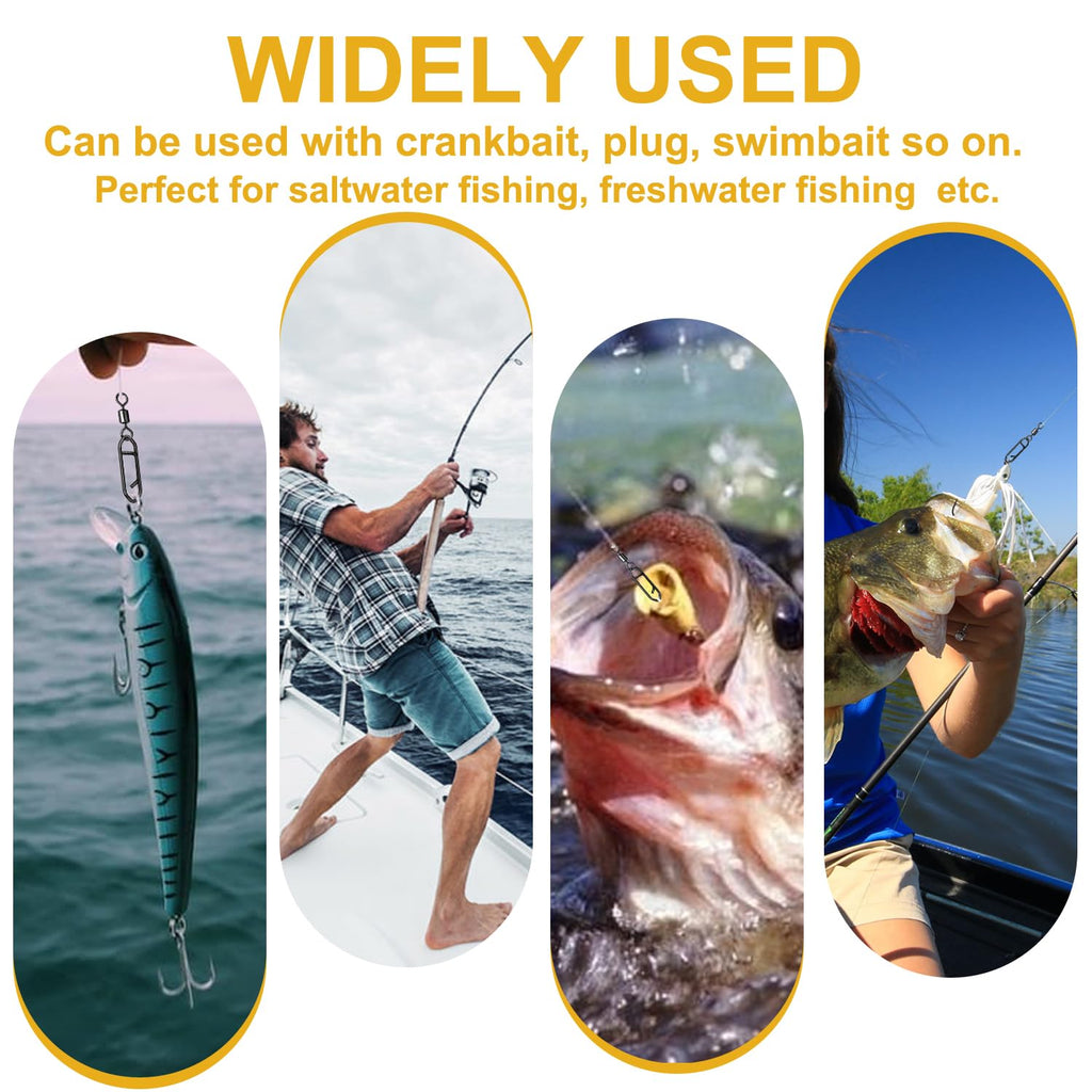 Snap Swivels Fishing Speed Clips for Quick Change, 70pcs Fishing Power Clips Barrel Swivels High Strength Clips Snap Freshwater Saltwater Popper Crankbait Lures Quick Snaps Connectors 6 Sizes