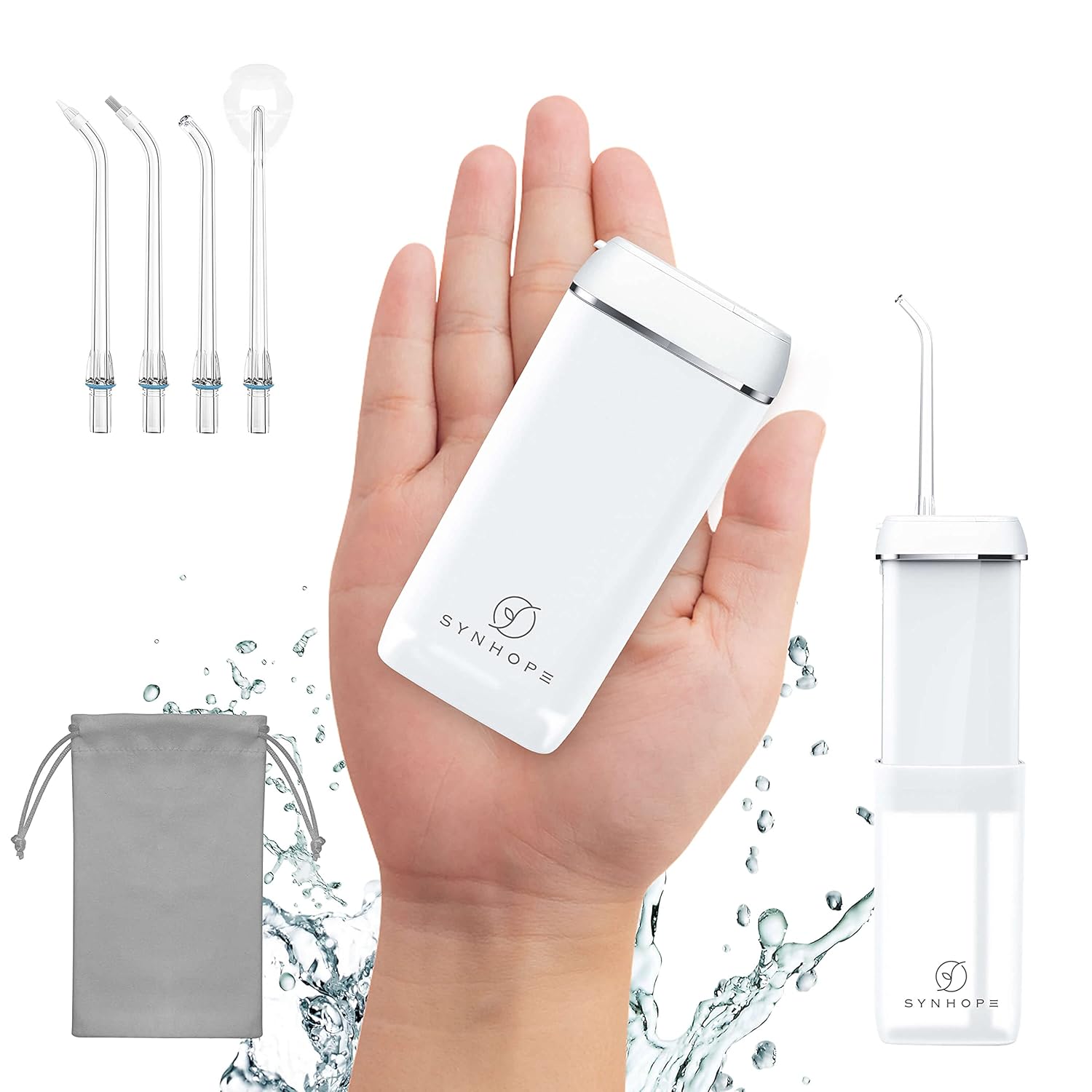 Buy now SYNHOPE Water Flosser Mini Cordless Portable Oral Irrigator Water Teeth Cleaner Pick, Telescopic Water Tank, 3 Modes & IPX7 Waterproof, Home & Travel Water Flossers for Teeth, Braces Bridges Care at indiglob india
