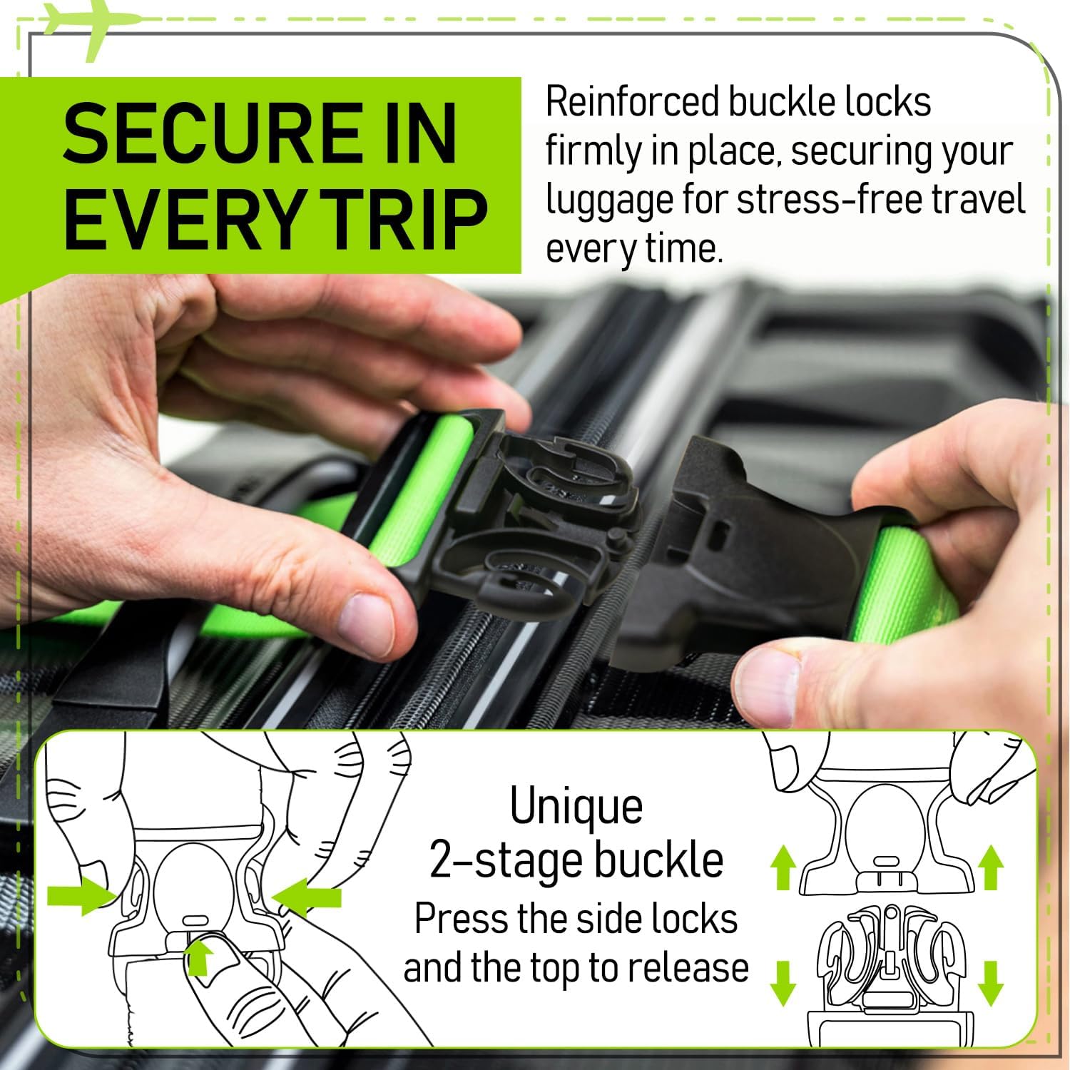 Buy now Untethered Luggage Straps | TSA-Approved Suitcase Belts with Heavy-Duty Buckles. Secure Adjustable Travel Accessories for Checked Bags. 4-Pack at indiglob india