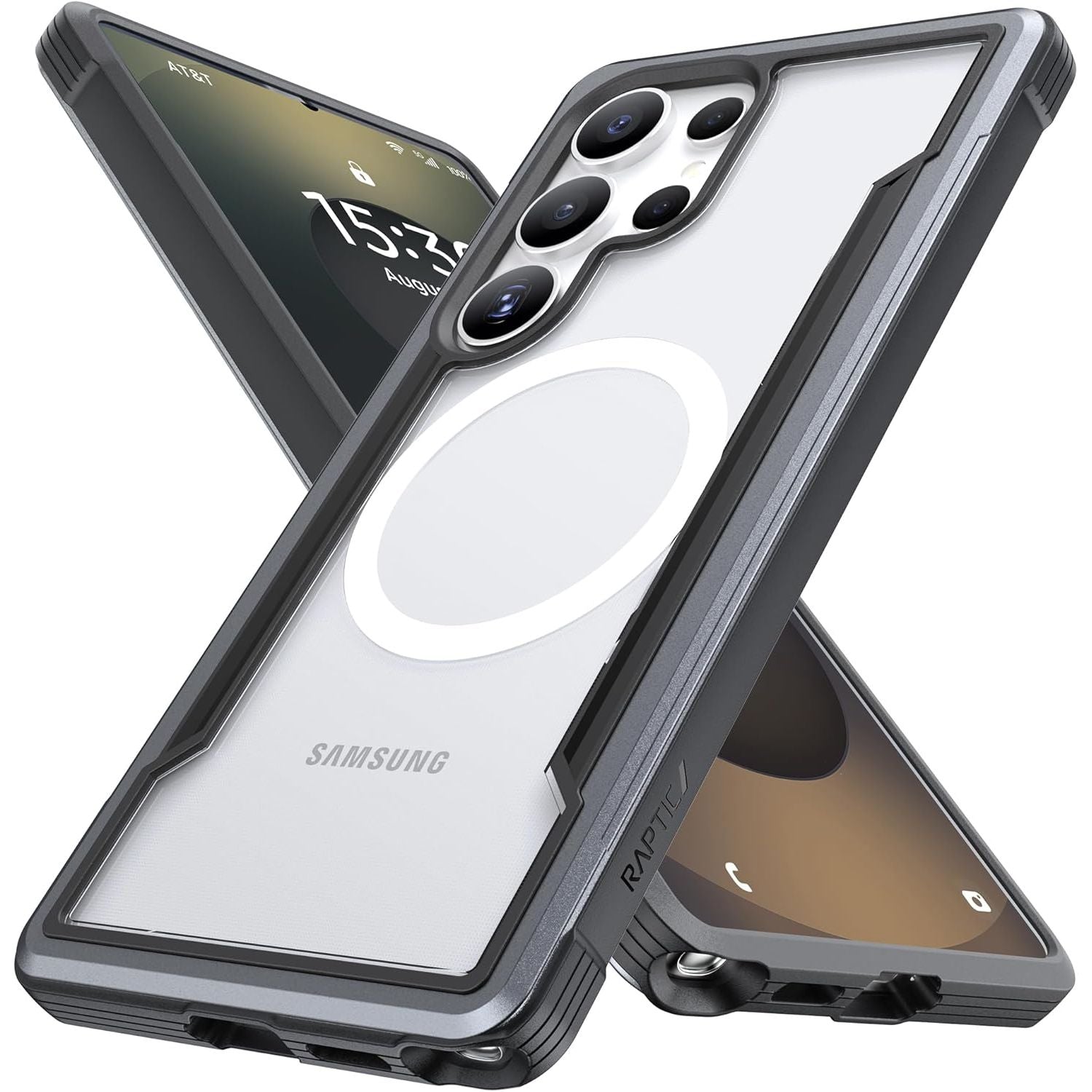 Buy now RAPTIC Shield Crystal Case for Samsung Galaxy S24 Ultra, [13FT Mil-Grade Drop Protection], [Not Yellowing Tech], Durable Anodized Shockproof Aluminum Frame Slim Samsung S24 Ultra Case, Iridescent S25 Ultra 6.9" Black Grey at indiglob india