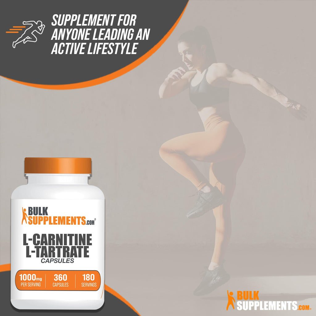 BulkSupplements.com L-Carnitine L-Tartrate Capsules - Carnitine Supplement, L Carnitine 1000mg Capsules - L-Carnitine Tartrate, Gluten Free - 2 Capsules per Serving, 360 Capsules (Pack of 1)