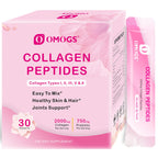 OMOGS Collagen Peptides Powder, with Prebiotics & Cranberry Extract -Hydrolyzed Collagen Peptides Support Hair, Skin, Nail, Bone & Digestive Health, Grass Fed, Non-GMO, for Women & Men
