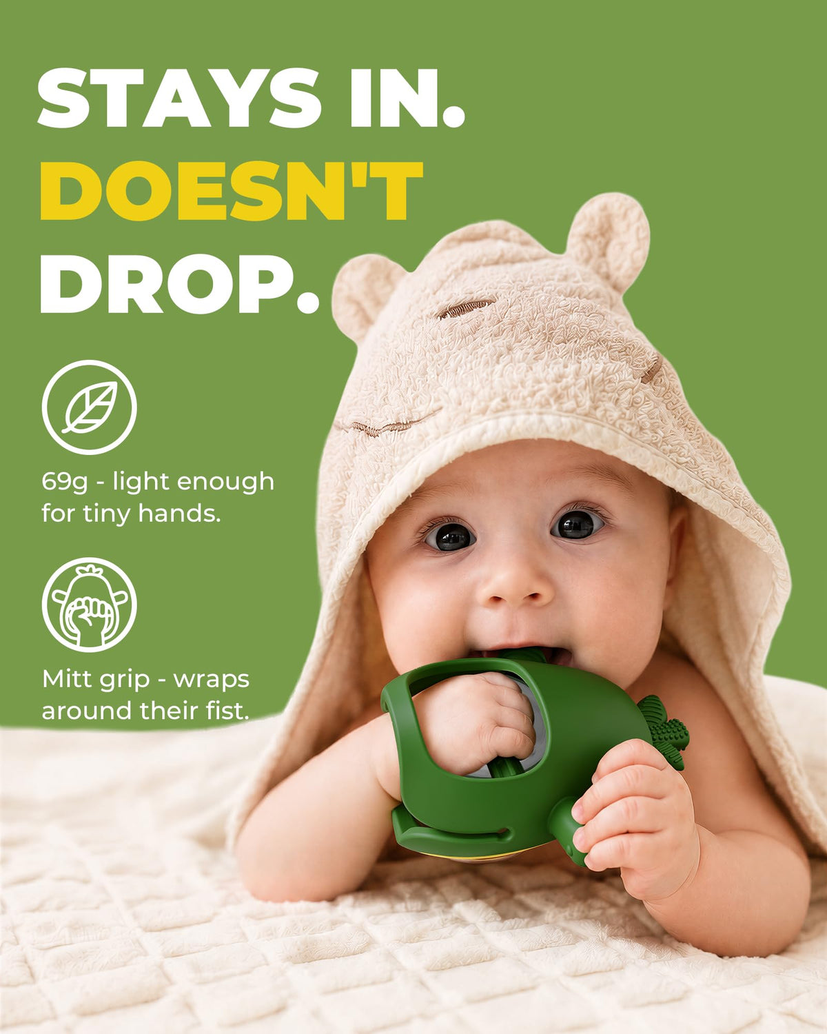 Infinno Avocado Silicone Teething Toy with Rattle for Infant 3-12 Months