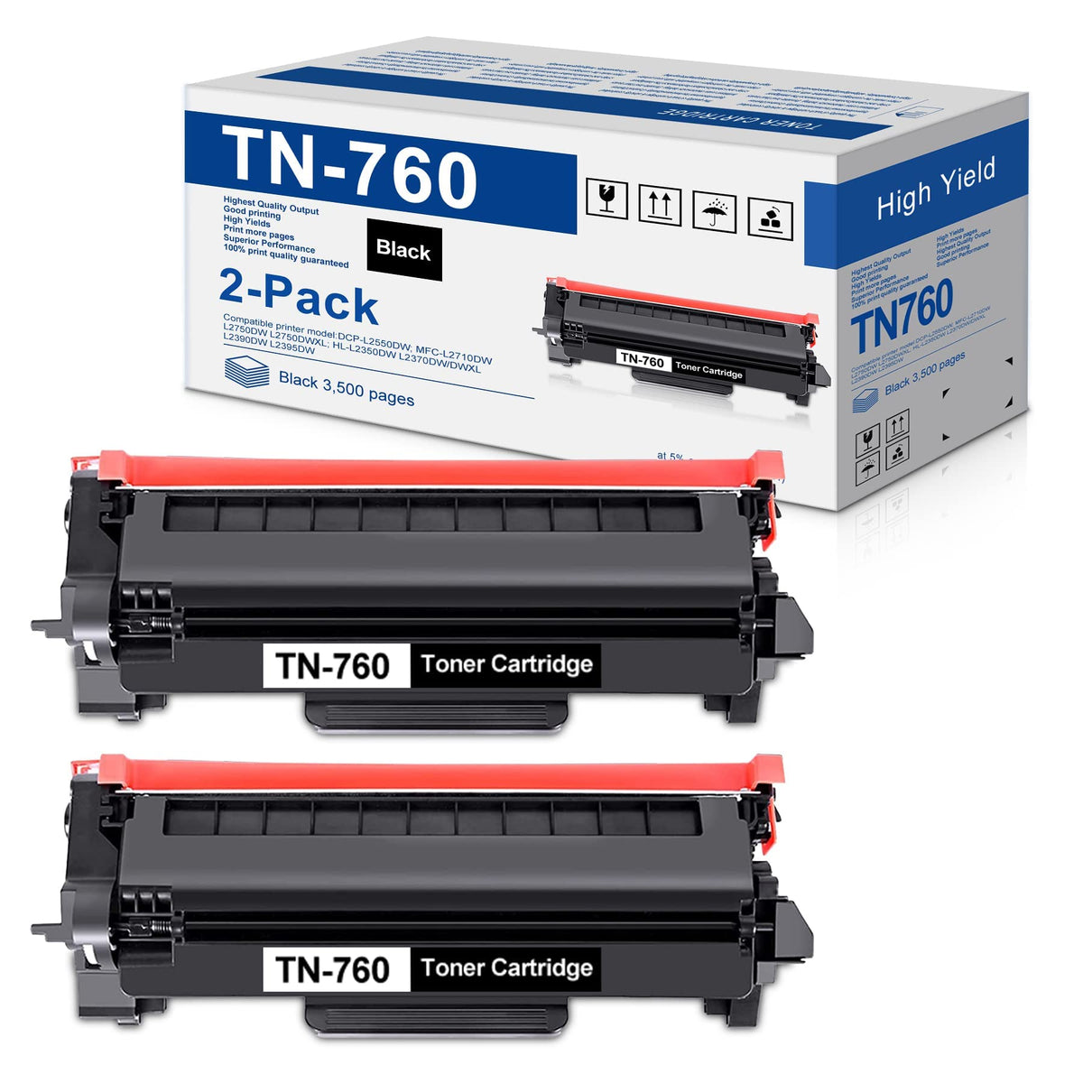 TN-760 High-Yield Black Toner Cartridge Twin Pack, TN-760 2PK