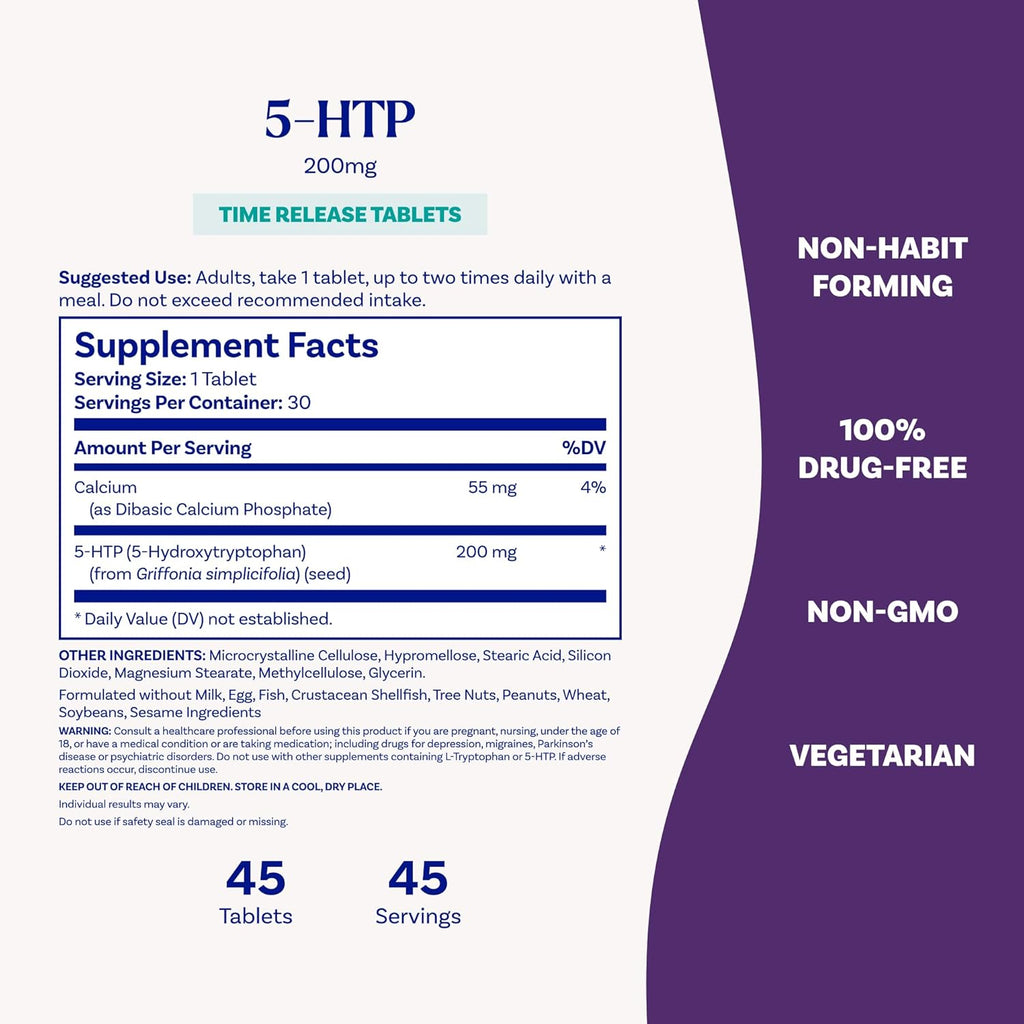 Buy now Natrol 5-HTP 200 mg, Time Release, Support a Balanced Mood, Dietary Supplement Provides Serotonin Production Throughout The Day, 30 Tablets, Up to a 30 Day Supply at indiglob india
