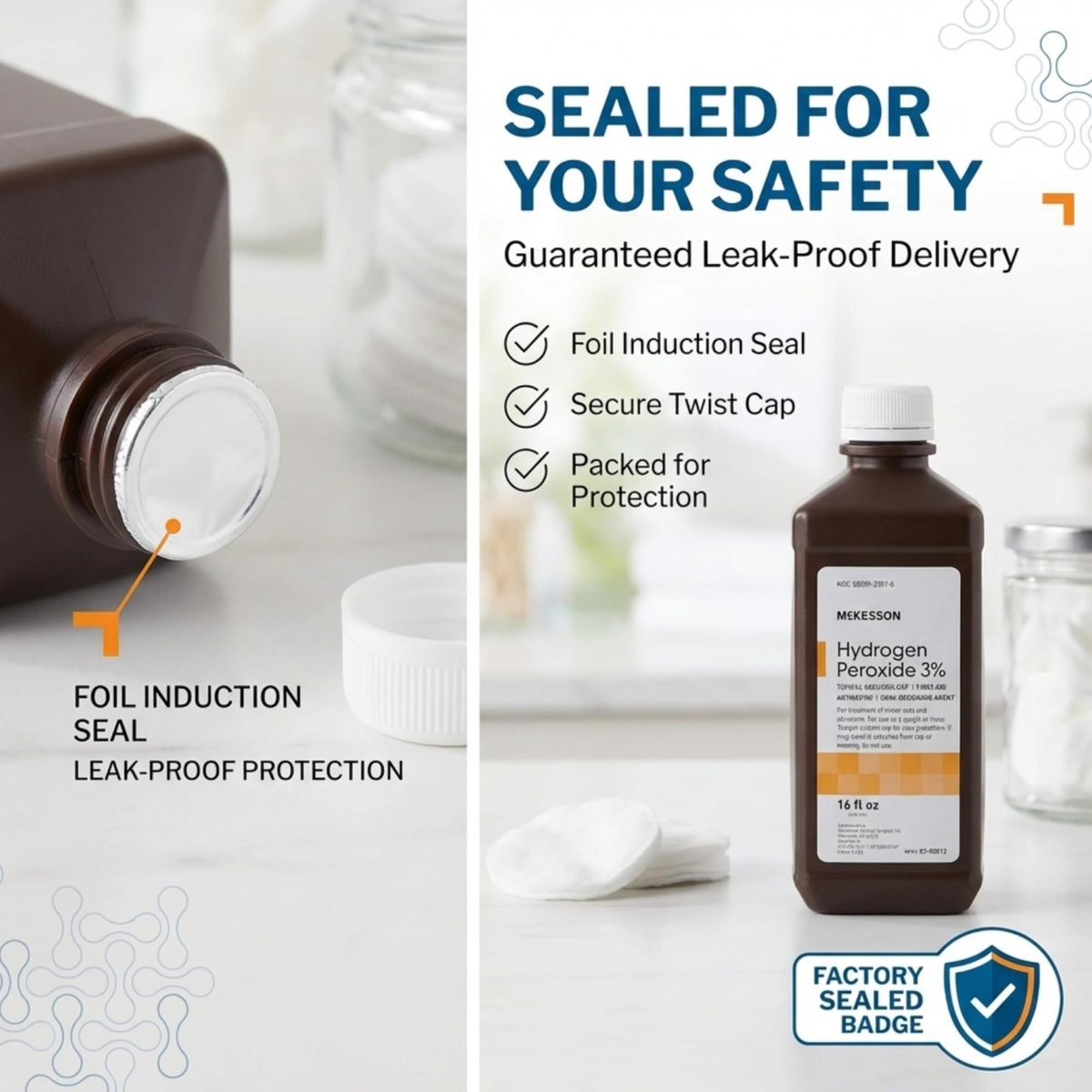 McKesson Hydrogen Peroxide 3%, Topical Solution USP, 16 oz, 1 ct