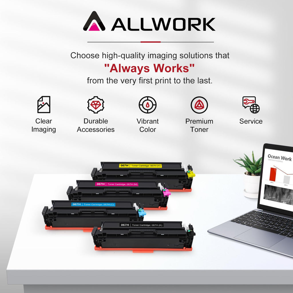 ALLWORK 067H Toner Cartridge 4 Pack Replacement for Canon 067 High Capacity