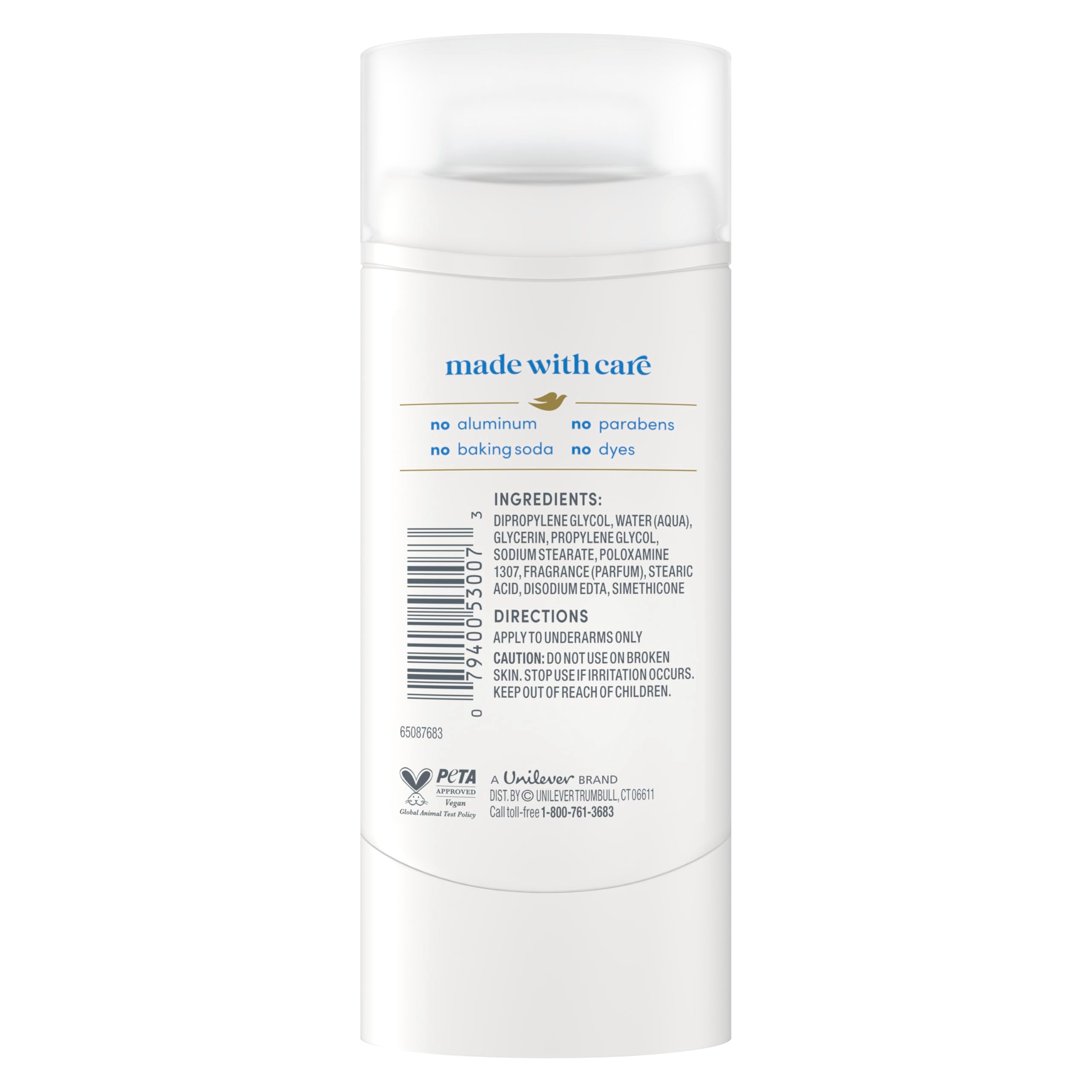 Dove Deodorant Stick Sensitive Aluminum Free 2.4 oz | For sensitive skin, Helps stop odor & stay fresh, With prebiotic glycerin, aluminum-free