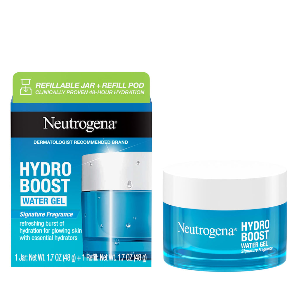 Neutrogena Hydro Boost Water Gel Face Moisturizer Refill Pod, Refill Pack-of Hyaluronic Acid Moisturizer for a Refreshing Burst of Hydration & Dewy Skin, Signature Fragrance, 1.7 oz,(Pack of 2)