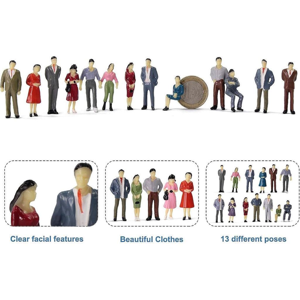 Buy now P50 Model Trains Architectural 1:50 O Scale Painted Figures O Gauge Sitting and Standing People for Miniature Scenes New (50PCS) at indiglob india