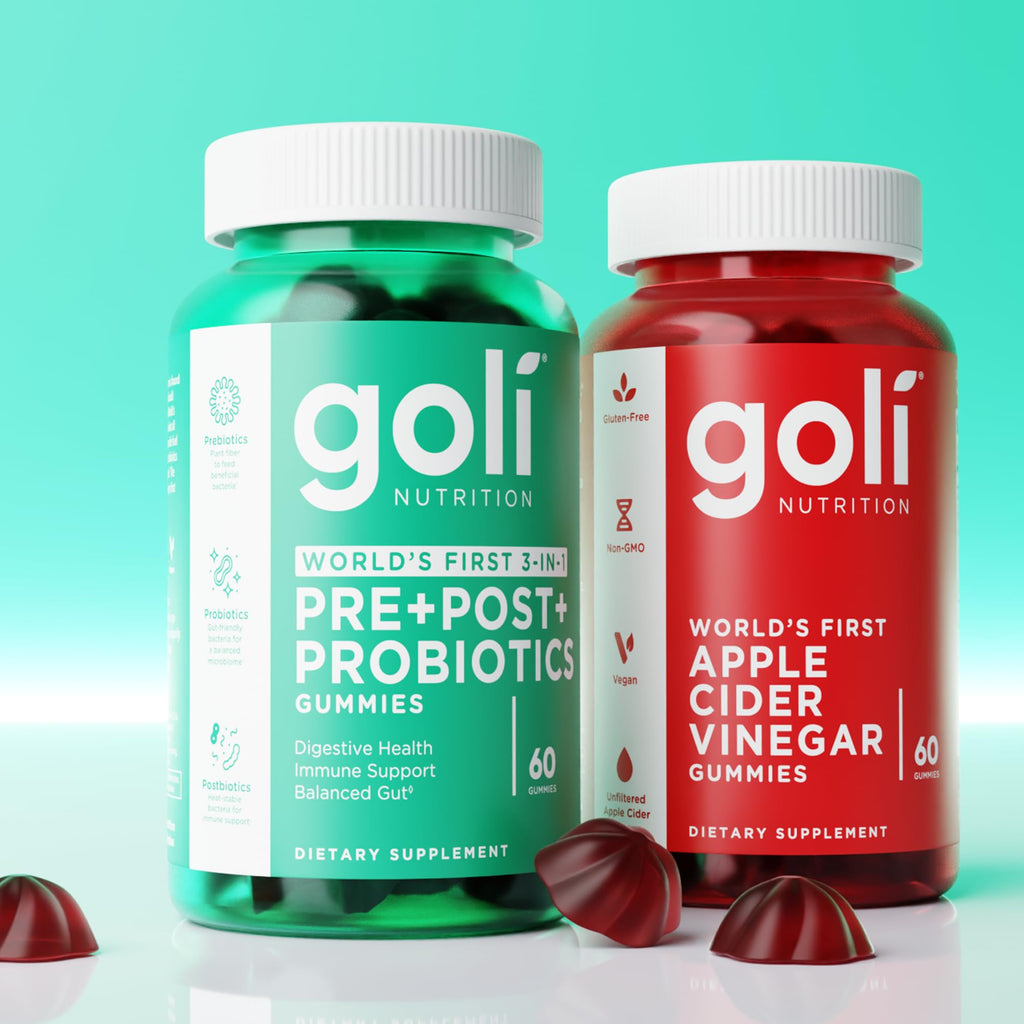 Goli Pre Pro Postbiotic Gummies - Worlds First 3-in-1 Formula with DE111 Probiotics, XOS Prebiotics, MCC1849 Postbiotics - Vegan, Non-GMO, Gluten-Free, 180 Count (3 Pack)