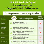 Organic Veda Amla Capsules - 1500mg, 300 Capsules - Natural Vitamin C Supplement with Antioxidants, Polyphenol for Immunity, Skin Glow & Hair Growth - Single Origin Premium Organic Amla Fruit Powder