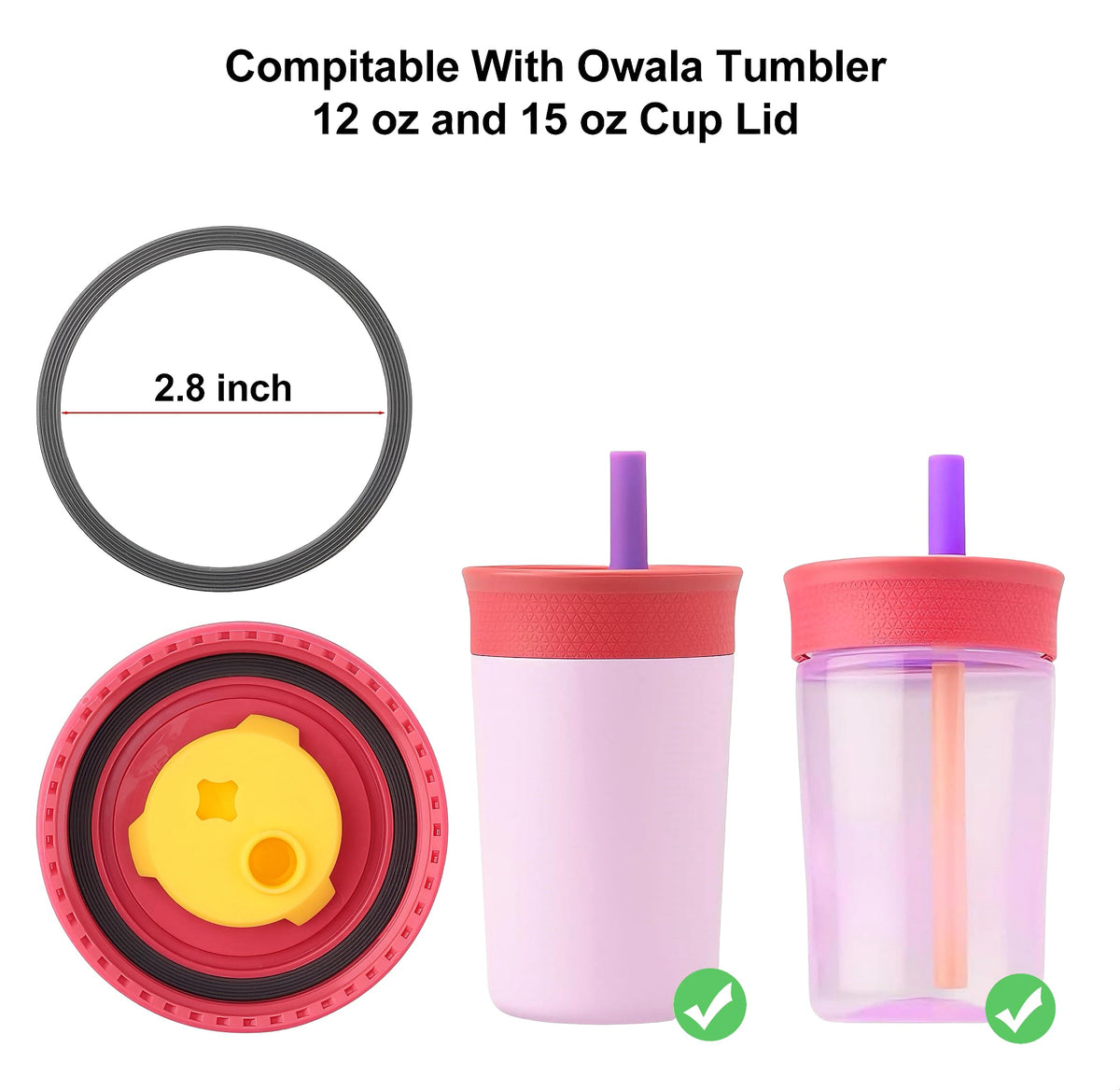 Rubber Gasket Replacement,Compatible with Owala Freepsip Water Bottle 16/24/25/32/40 Oz Straw Lid, O Ring Seal for Owala Kids 12& 15 Oz Tumbler Cap- 4 Pack Silicone Seals