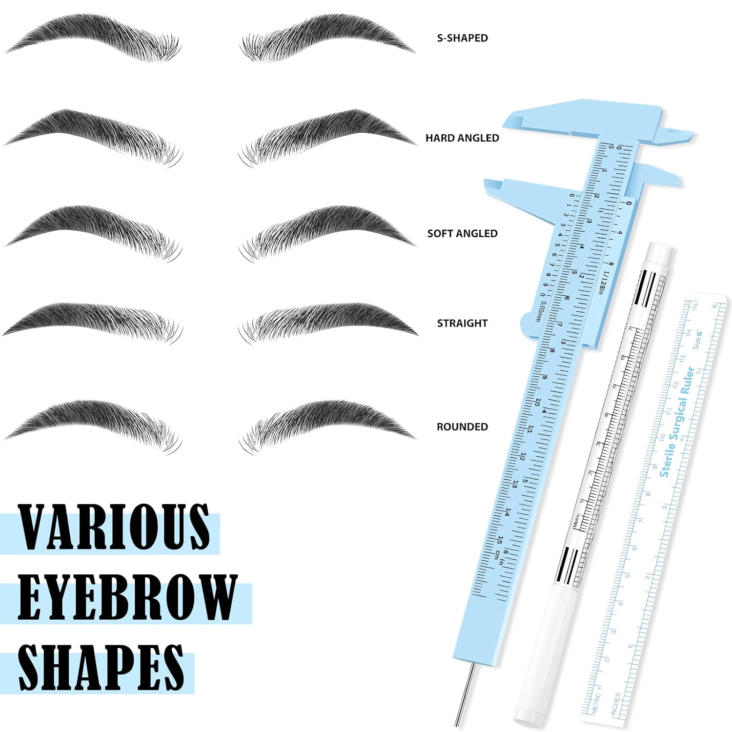 Buy now Teling 6 Pieces Eyebrow Tools Eyebrow Measuring Ruler Microblading White Marker Pen with Paper Ruler Skin Marker Permanent Makeup Position Mark Tools for Lips Skin at indiglob india