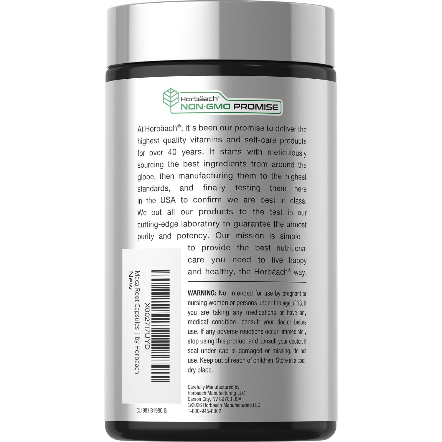 Horbäach Maca Root Capsules for Men and Women | 120 Pills | High Potency Extract | Non-GMO and Gluten Free Formula