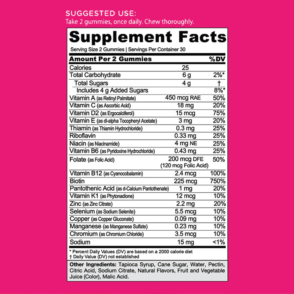 Goli Women's Multi Gummies - Complete Daily Multivitamin with All 13 Essential Vitamins, Biotin, Zinc - Supports Hair, Skin, Nails, Immune System - Vegan, Non-GMO, Gluten-Free - 60 Count (2 Pack)