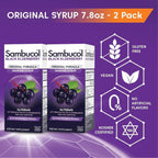 Sambucol Black Elderberry Syrup - Original Formula - 7.8 Fl Oz, 2 Pack | Black Elderberry Liquid, Immune Support for Kids and Adults, High Antioxidants, Gluten Free