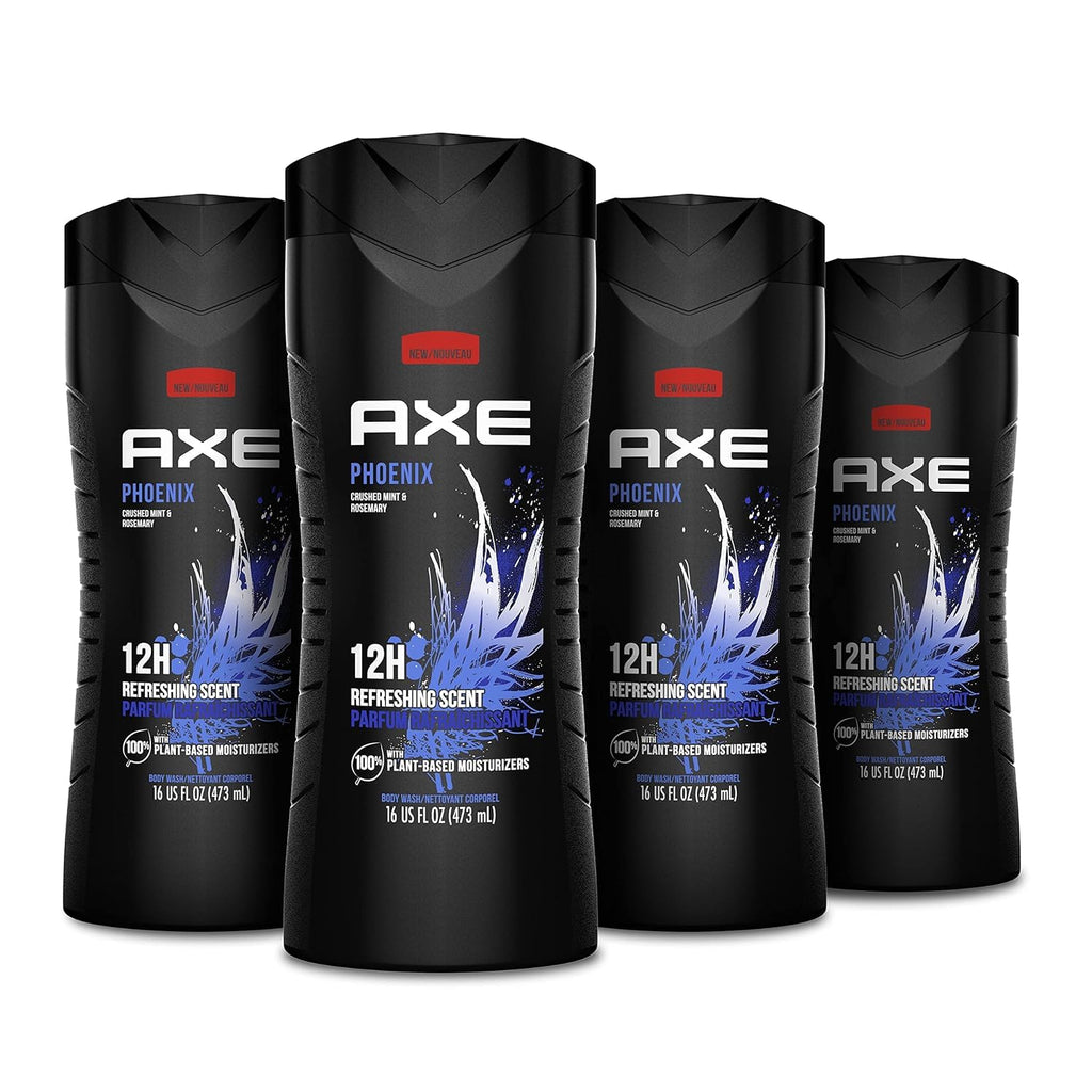 AXE Sage & Cedarwood Body Wash Apollo 4 Count 16 fl oz | For Long Lasting Freshness Men's Body Wash with Odor-Busting Prebiotics