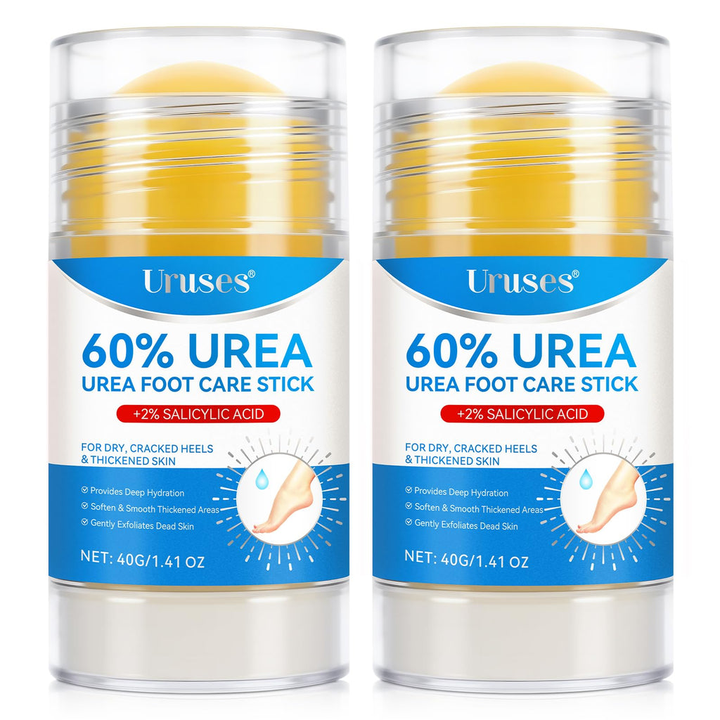 Uruses Urea Cream 60% plus Salicylic Acid 2% Urea Foot Care Stick, Foot Cream for Foot Callus Remover, Feet Moisturizer Stick for Dry Cracked Heels, Hands, Knees, Hydrating Heel Balm, Easy To Use
