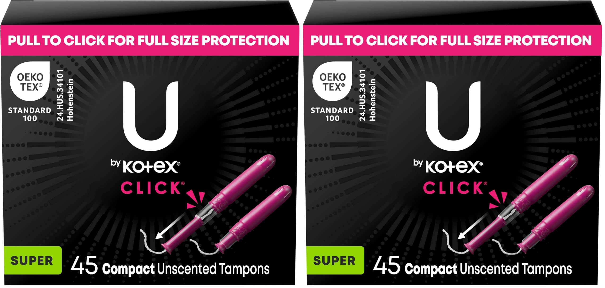 Buy now U by Kotex Tampons, Click Compact, Super Plus Absorbency, Unscented, 45 Count at indiglob india