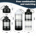 2 Pcs Protein Powder Container to Go, Portable Protein Powder Dispenser with 2 Stackable, Suit for Workout, Fitness, Travel（Black & White）