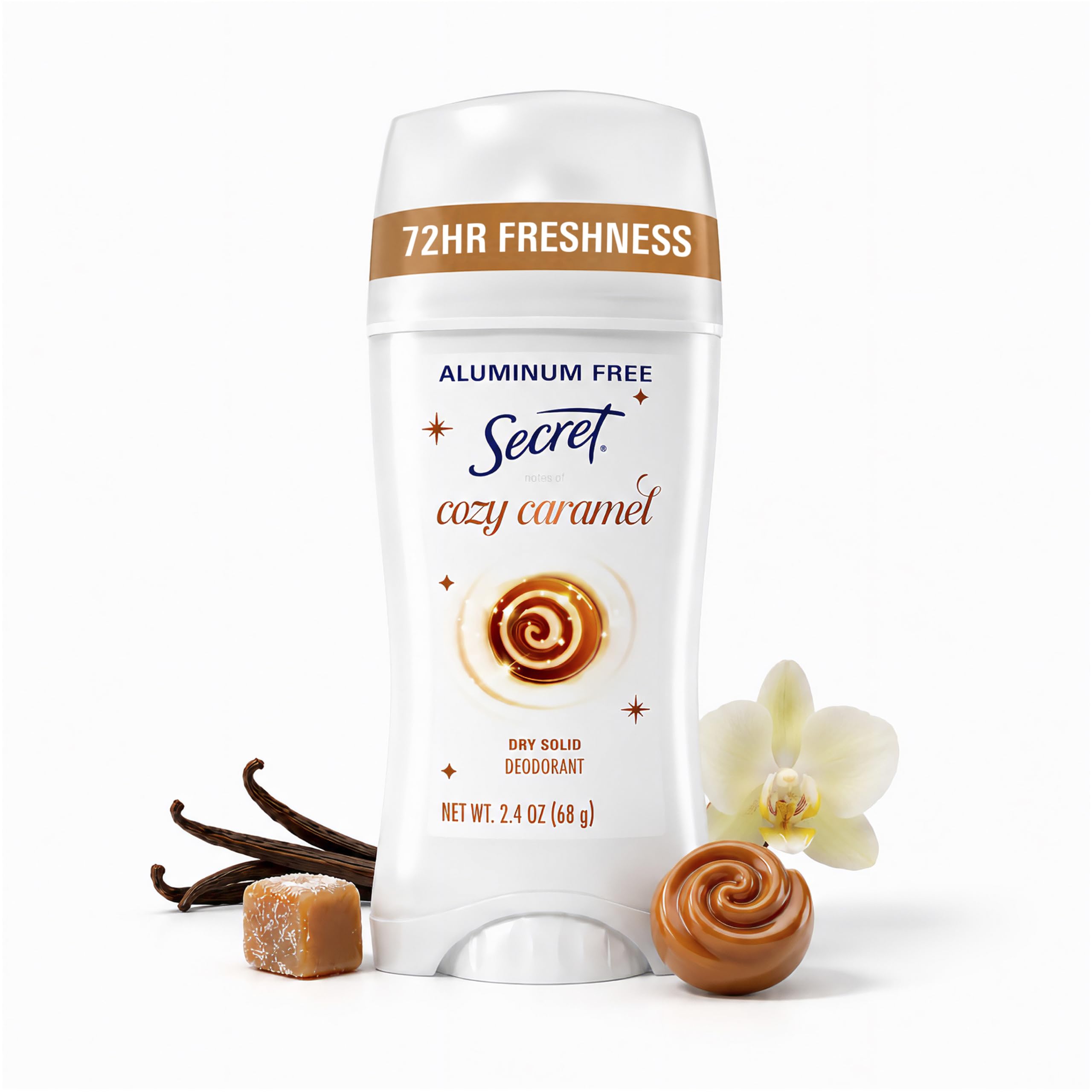 Secret Aluminum Free Deodorant for Women, 72hr Odor Protection, Naturally Derived Ingredients, Free of Parabens Dyes Talc & Baking Soda, PH Balancing Minerals, Dry Solid, Cotton Scent, 2.4 oz