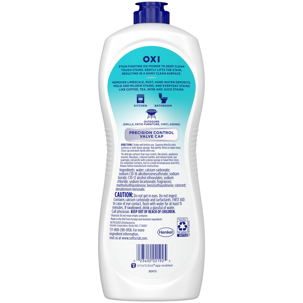 Soft Scrub Cleanser, Oxi, 36 Oz, Multi Surface Cleaner, Boosted With Borax