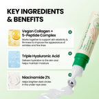 AXIS-Y Vegan Collagen Eye Serum with 2% Niacinamide, Peptides, 0.33 fl. oz. | Vegan Korean Eye Cream with Cooling Roller for Wrinkles, Fine Lines, Dark Circles, Puffiness & Deep Hydration