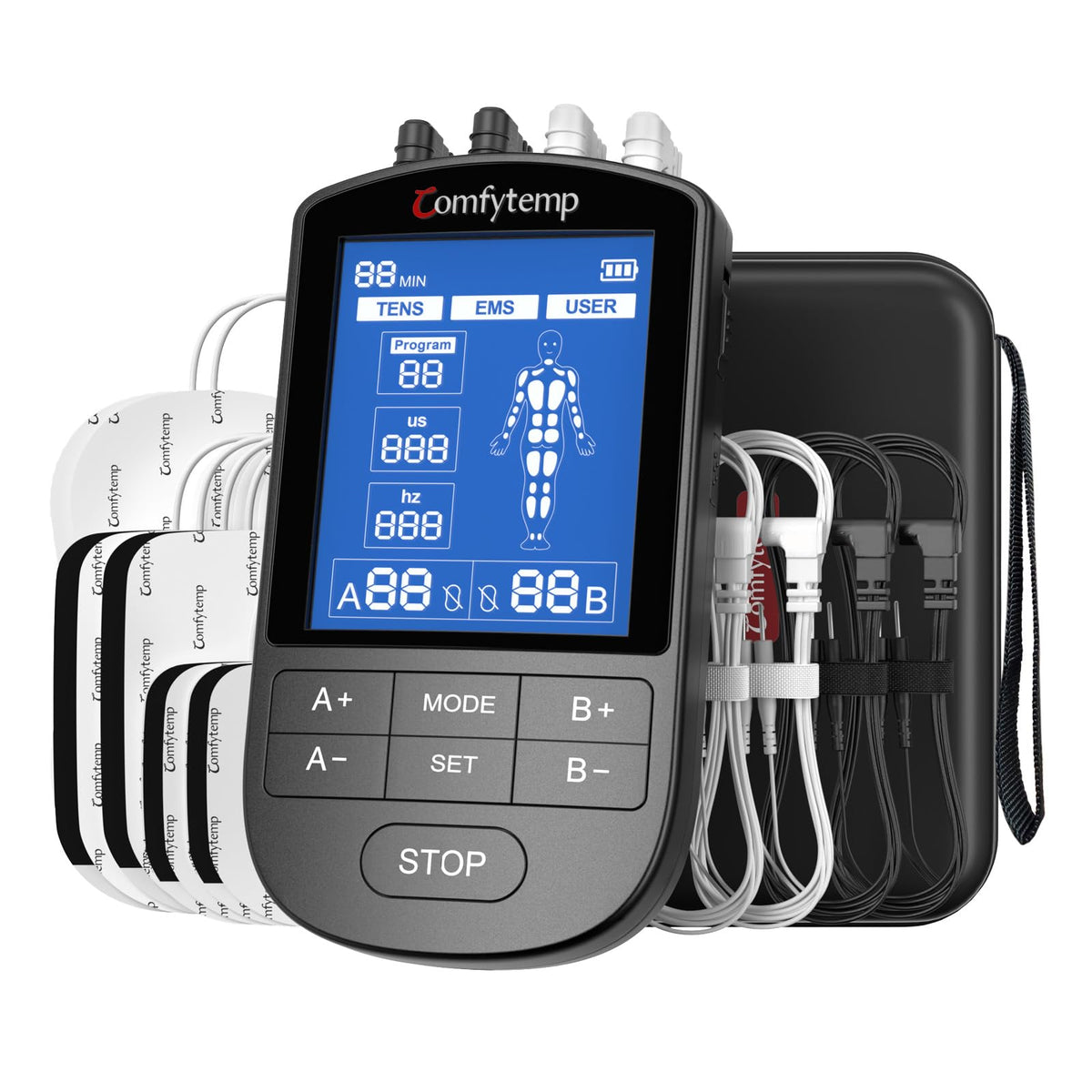 Comfytemp 4 Outputs FSA TENS Unit Muscle Stimulator to Cover Multiple Parts
